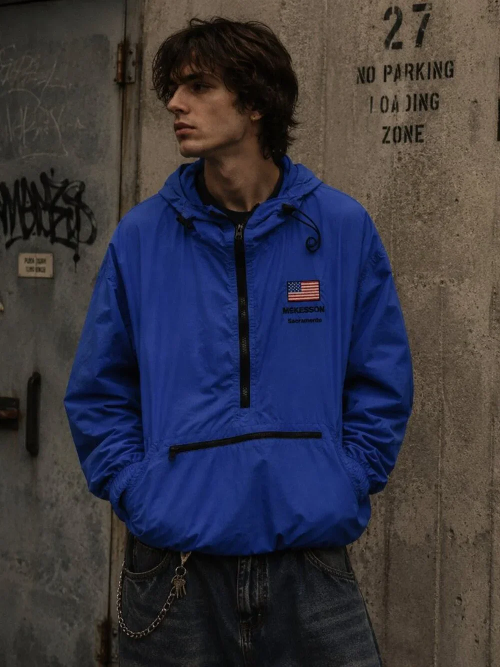 Vintage Vantage McKesson Sacramento Windbreaker Jacket XXL Blue Grunge